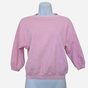 Vintage 90s Retro Batwing Crewneck Pink Knit Pullover Sweater